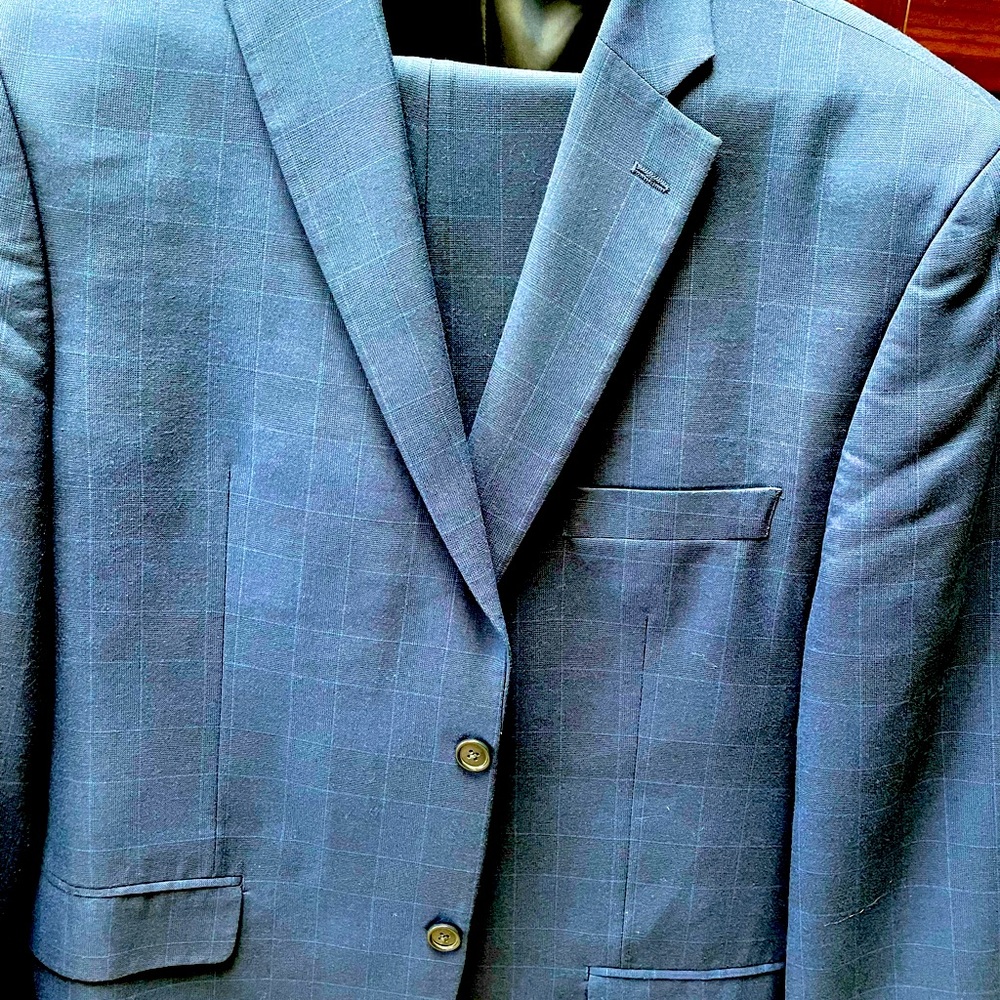 Michael Kors 3-Piece Suit 44R (Blue Windowpane Check)